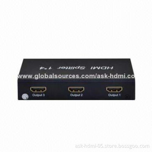 HDMI Splitter, 1x4 4 Ports, 1,080P V1.3 HDTV 3D HD Audio